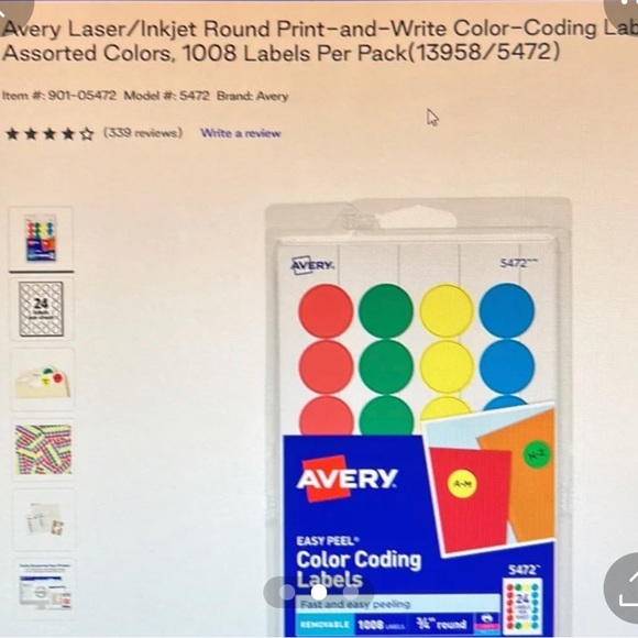 Avery/Staples Color coding Stickers 3/4” - Picture 3 of 4